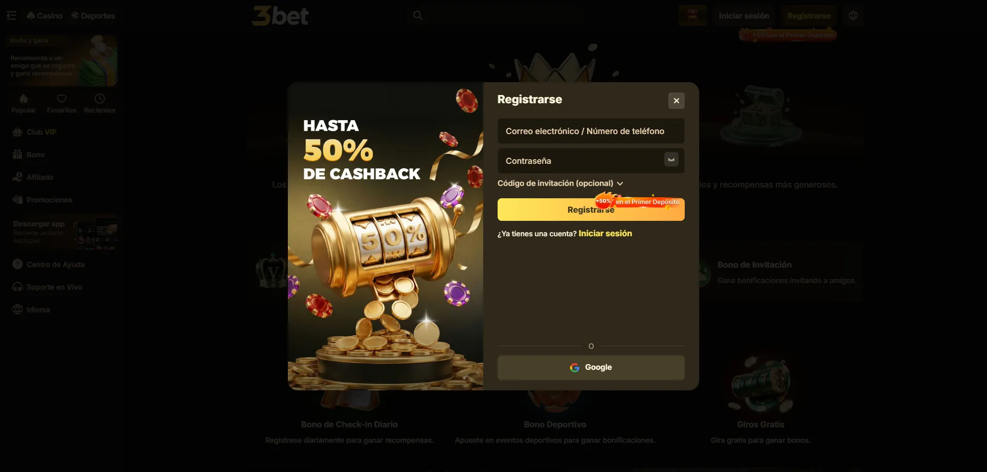 Registro en 3bet Casino M&eacute;xico &mdash; proceso paso a paso
