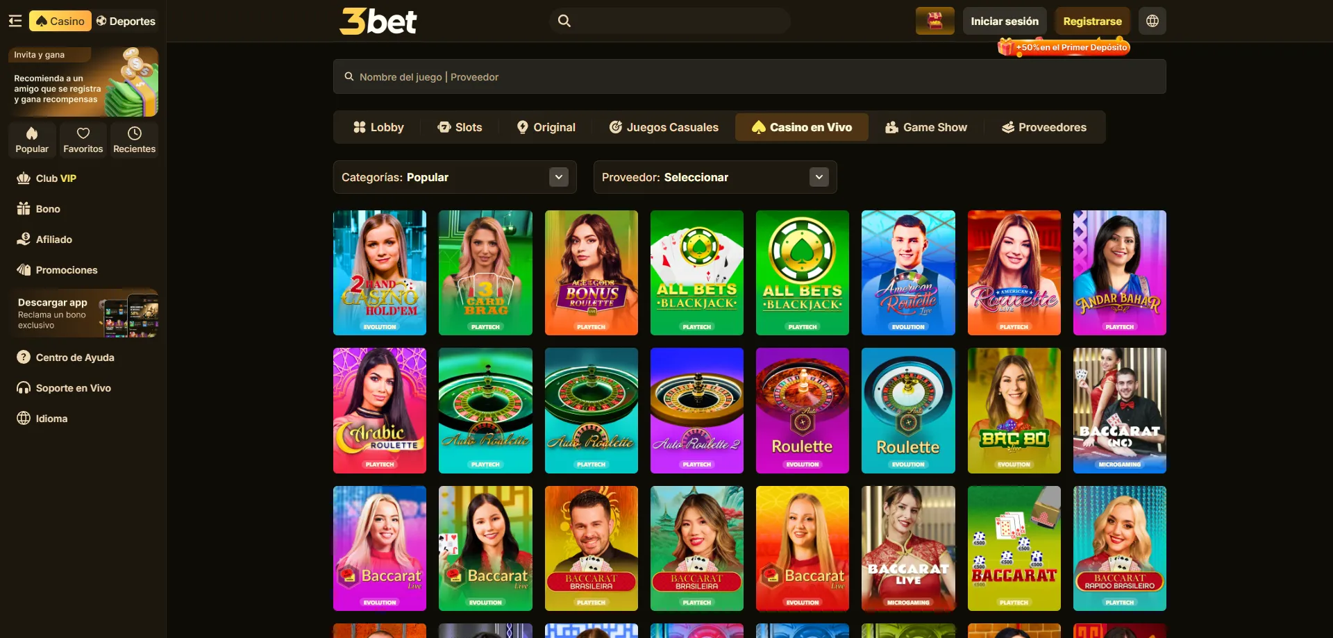 App m&oacute;vil de 3bet Casino para iOS y Android en M&eacute;xico