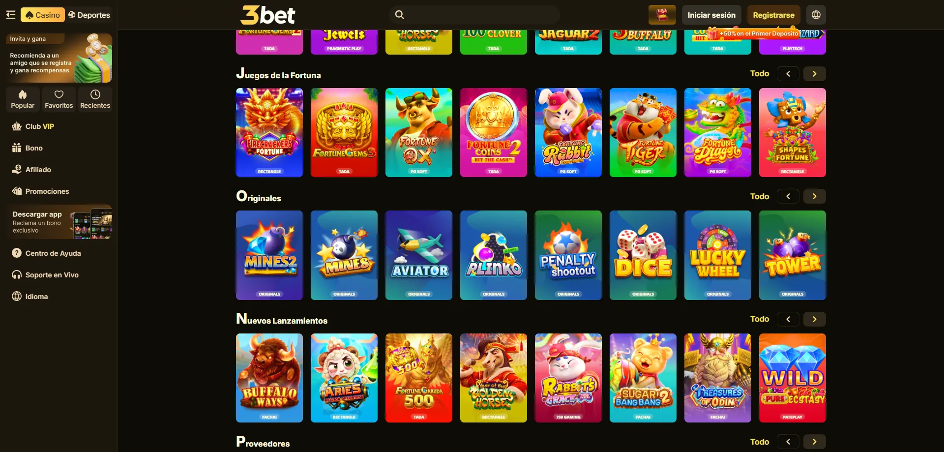 Cat&aacute;logo de slots en 3bet Casino &mdash; juegos con alto RTP